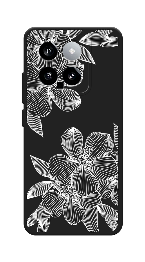 Матовый силиконовый чехол на Xiaomi 14 / Сяоми 14 Матовый силиконовый чехол на "Крокус, черный