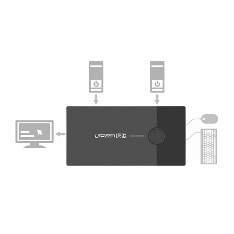 Переключатель UGREEN 2-Port USB KVM Switch Box ABS Case, black - фото №4
