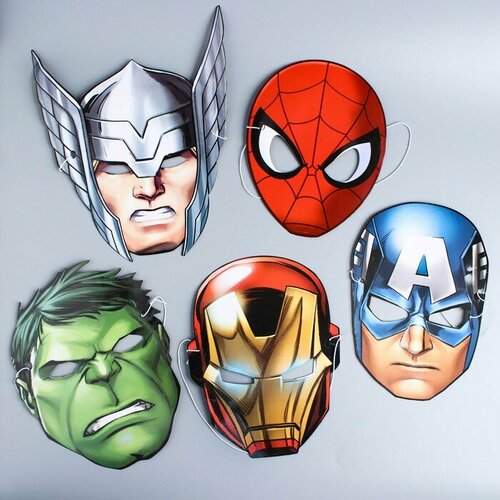 Карнавальные маски Marvel набор №4, 5 штук (4176760)