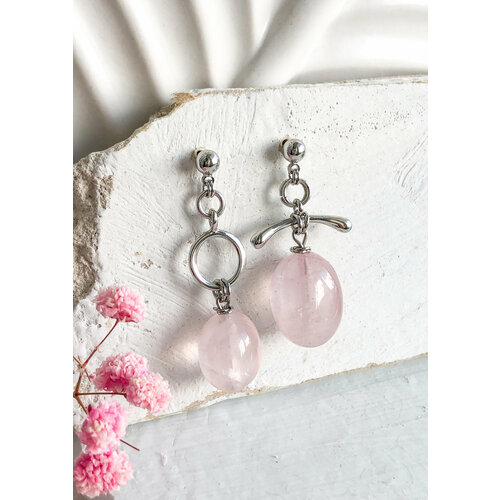 Серьги с подвесками ELENA MINAKOVA Jewelry Design, кварц, размер/диаметр 35 мм., розовый