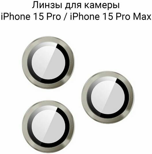 Линзы (стекла) для защиты камеры iPhone 15 Pro / 15 Pro Max Титан Серые