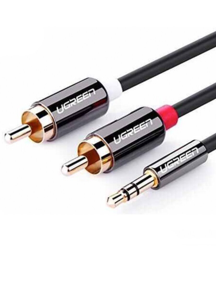 Аудиокабель UGREEN AV102 (10772) 3.5mm Male to 2RCA Male Audio Cable- 1м. серый