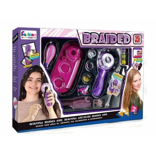 Набор для плетения косичек и украшения волос с машинкой и аксессуарами (921)