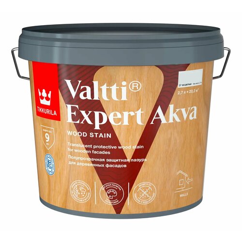 tikkurila антисептик valtti expert akva полуматовый тик 2 7л Антисептик защитно-декоративный Tikkurila Valtti Expert Akva тик полуматовый 2.7 л