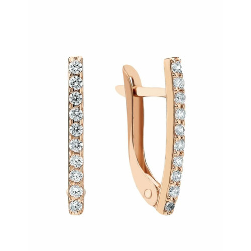 Серьги Магия Золота, красное золото, 585 проба, фианит, золотой