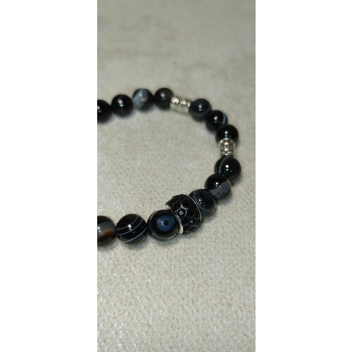 фото Браслет, агат, металл, 1 шт., размер 17 см, черный мастерhand