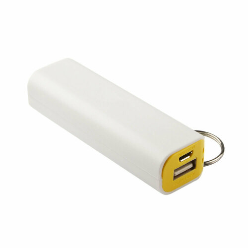 Универсальный внешний аккумулятор LP Li-ion 2600mAh + USB выход 1А белый с желтым, коробка