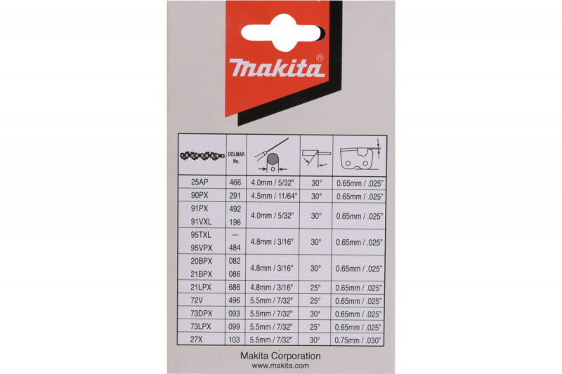 Цепь длина 40см/16" шаг3/8" паз 13мм звена 56 91PX Makita 191H12-3