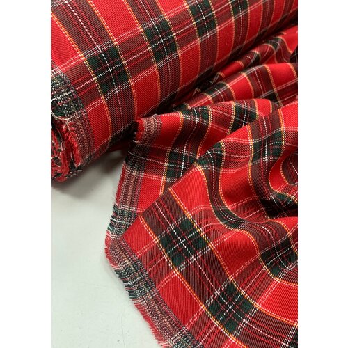Ткань костюмная шотландская клетка 7*7 красно зеленая k061122-1
