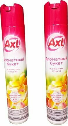 Освежитель воздуха AXL "Ароматный букет", аэрозоль, для дома и офиса, 2 шт. по 400 мл