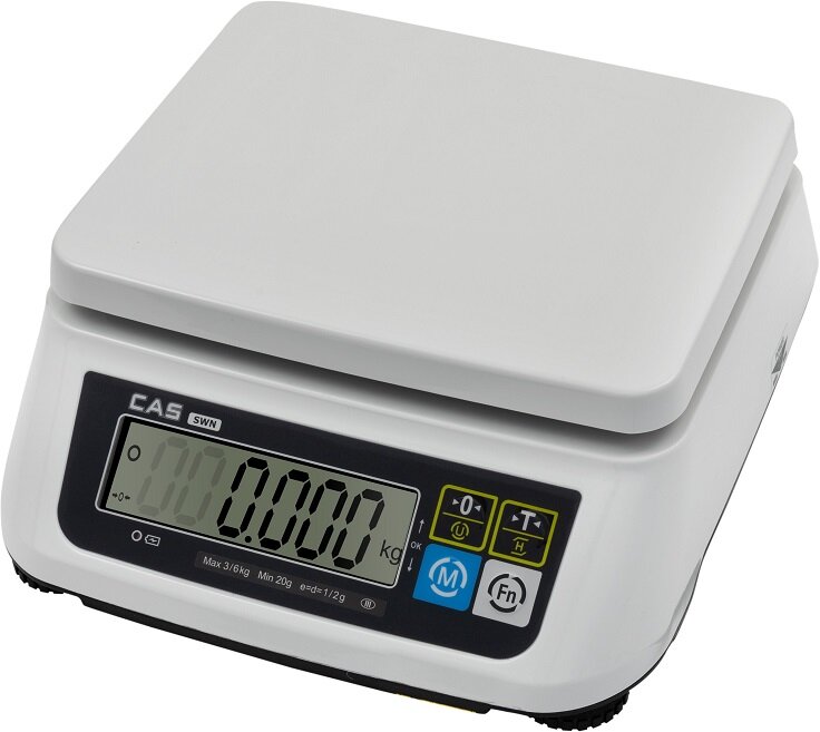 Весы торговые CAS SWN-15 DD, ЖК-дисплей, питание от сети и батареек