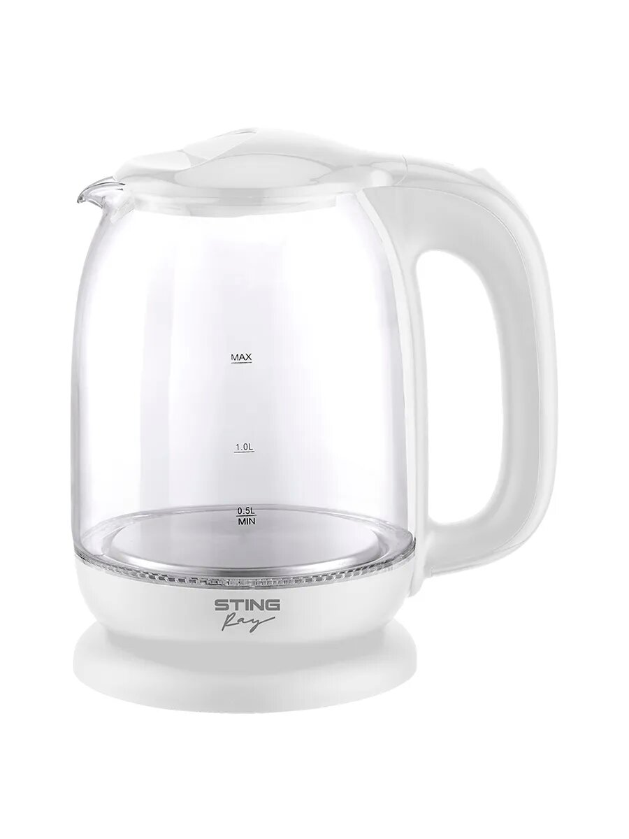 Электрический чайник STINGRAY ST-KT3005A белый стеклянный с подсветкой 1,7 л