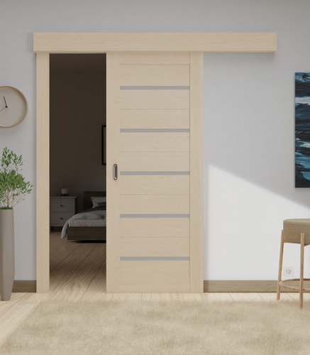 Изображение товара Дверь раздвижная ECO1 беленый дуб, 90х200 см( комплект: полотно + раздвижной механизм + добор для закрытия направляющей)