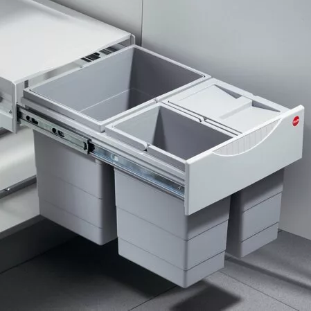 Система сортировки и хранения мусора Hailo Space Saving выдвижная мусорная система с 3 ведрами 18л 85л 85л с крышкой  Германия