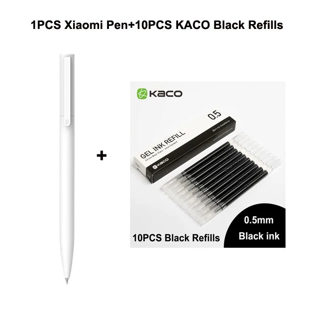 Фотографии Ручка гелевая Xiaomi 0,5 мм с черными чернилами, японская ручка-карандаш MiKuni с гладкими гелевыми чернилами для письма, школьные и офисные канцтовары Белый, 1pen 10 Black ink