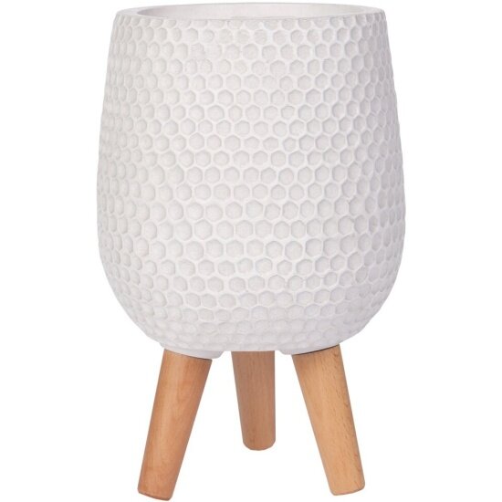 Кашпо Idealist Lite IDEALIST Ханни с подставкой, файберстоун, белое, D32H43 cm (HON-VASE-AW-32)