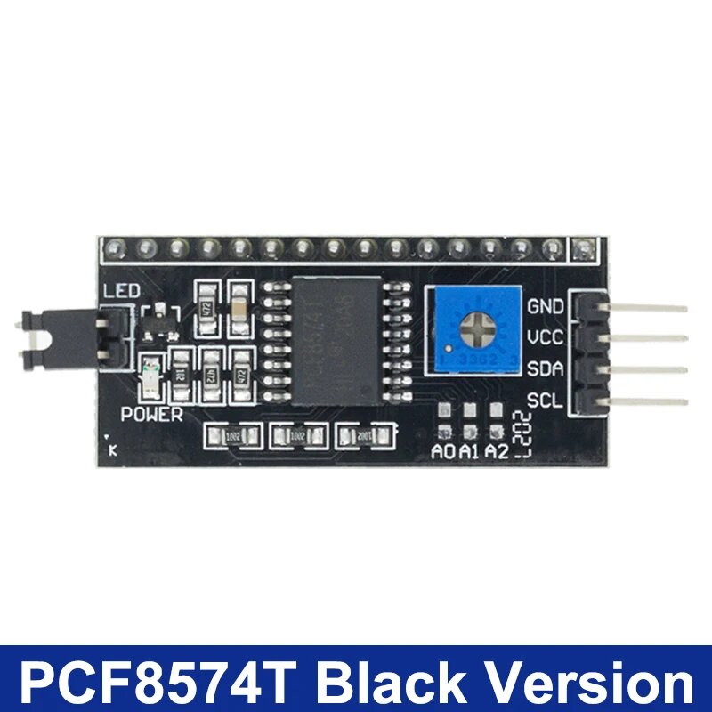 Плата адаптера PCF8574 PCF8574T I/O для IIC I2C TWI последовательный интерфейс SPI LCD 1602 LCD 2004, black