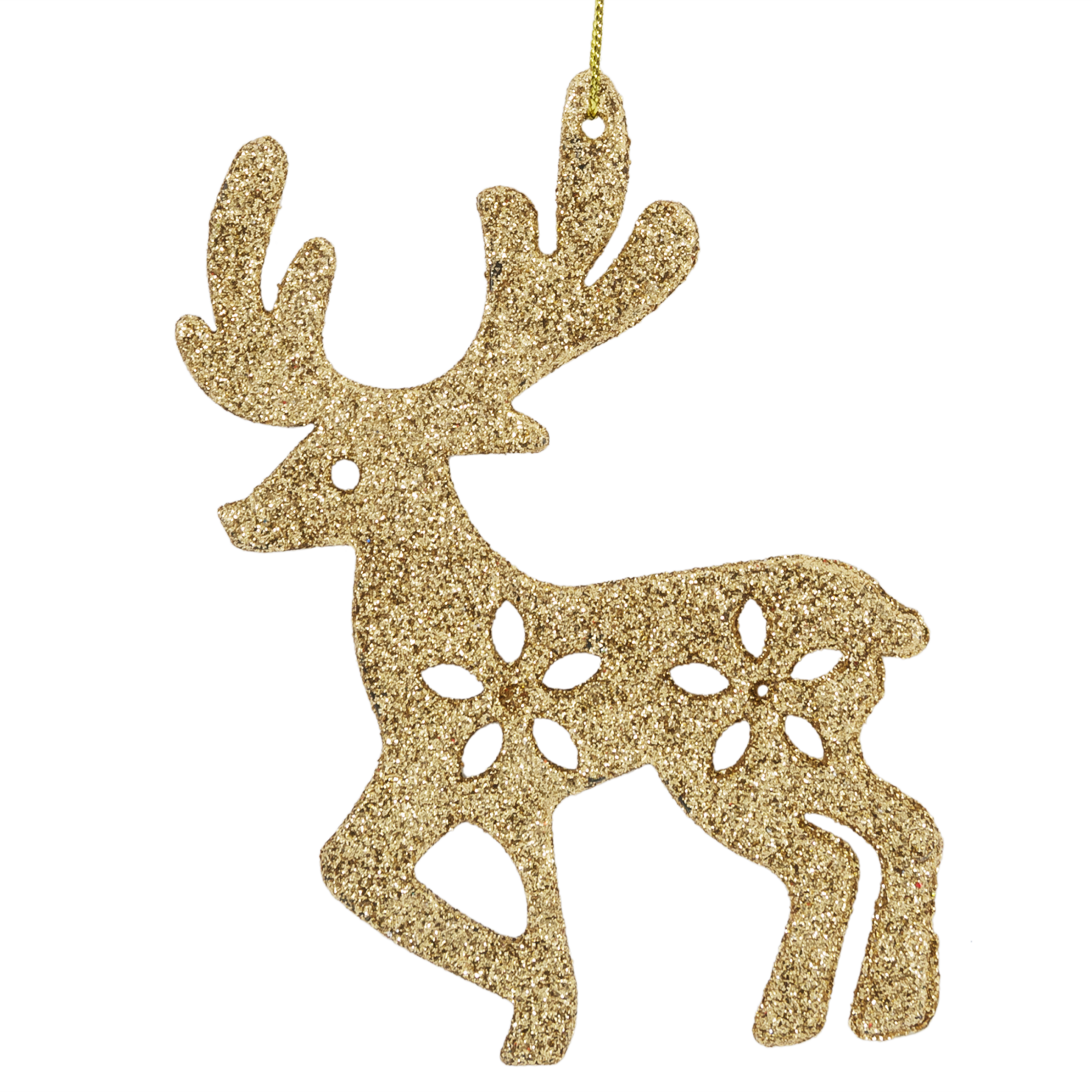 Елочная игрушка  Олень  10 см глиттер золотой   новогоднее украшение на ёлку  игрушка на ёлку