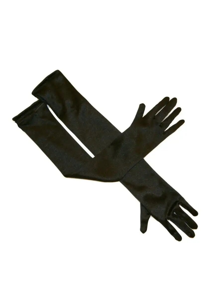 Перчатки "Классика" карнавальные женские акрил черные 40см