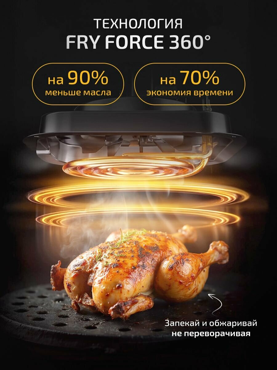 Аэрогриль электрический Classmark для дома, мощность 1400 Вт, 8 программ приготовления, объем 4.5 л, черный — фото 1