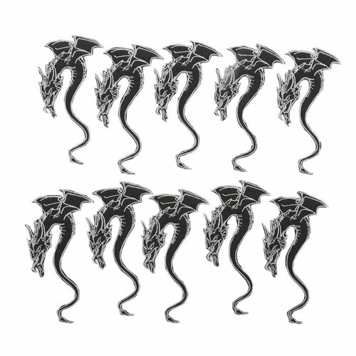 Термоаппликация айрис Дракон, черно-белый, 67х120 мм 10 шт (912)