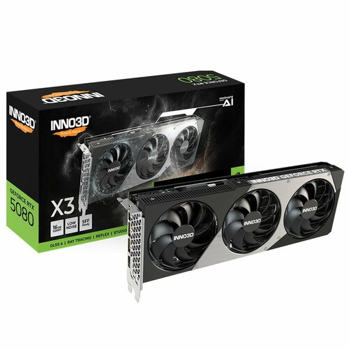 Видеокарта INNO3D RTX5080 X3 16GB GDDR7 256bit 3xDP HDMI 3FAN RTL 19913300₽