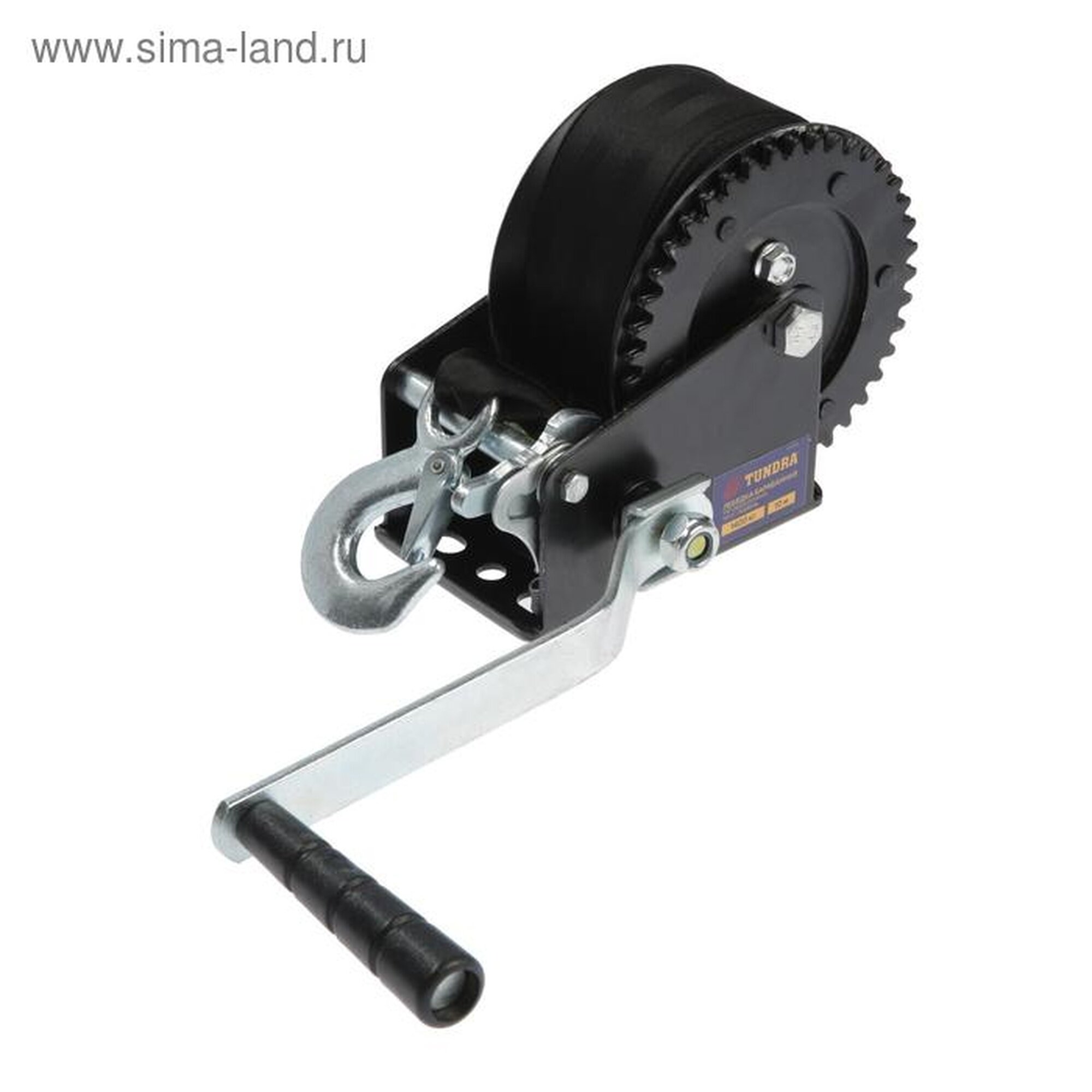Лебедка ручная барабанная тяговая тундра 1400 кг трос-ремень 10 метров