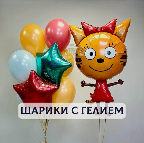 Изображение товара Воздушные шары с гелием, шарики воздушные "Три кота" №2739