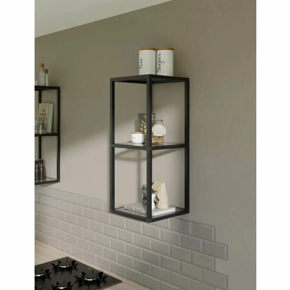 Полка-каркас навесная под стекло 300 х 300 х 720 мм цвет черный муар