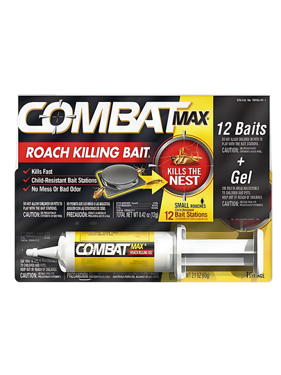 Combat Max набор для уничтожения тараканов: 12 ловушек + шприц 60 г