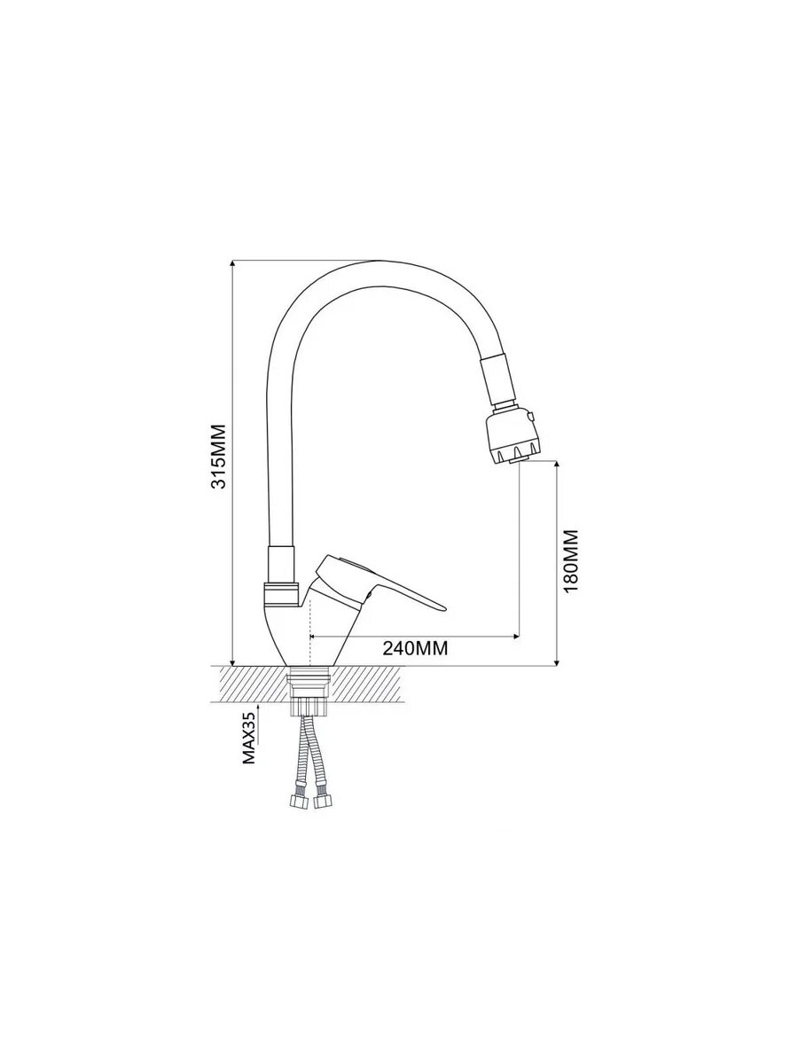 Смеситель для кухни ECONOCE серия 240 черный, Гибкий двухрежимный излив (EC0245BL) — фото 1
