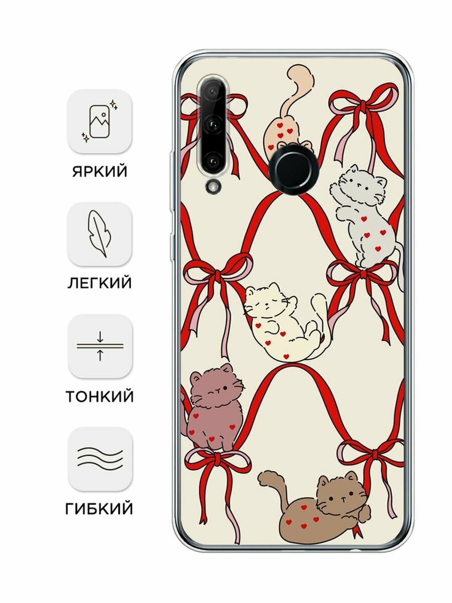Чехол на Honor 10i/20 Lite 2019/20e/Huawei P Smart Plus 2019 / Хонор 10i с принтом "Котики в ленточках 1" — фото 1