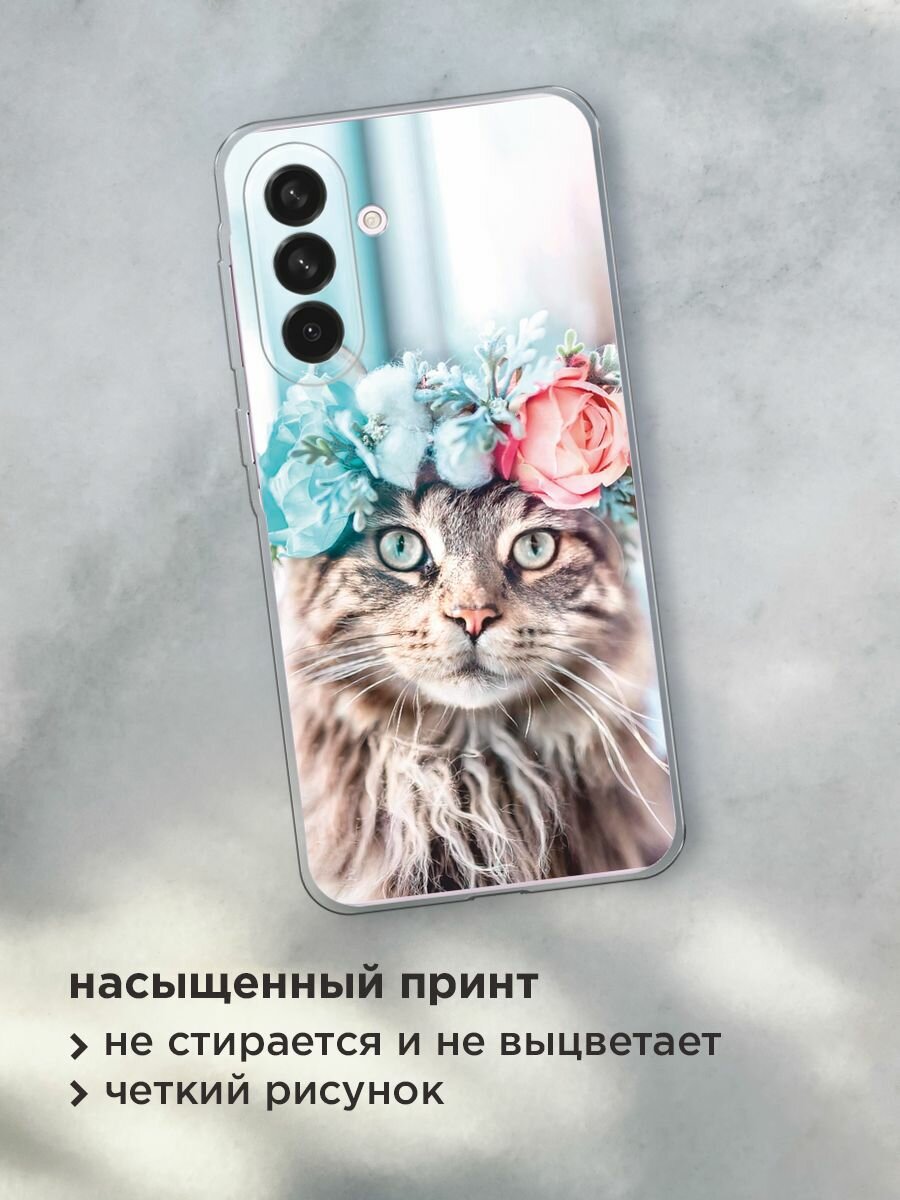 Чехол на Samsung Galaxy A56 5G / Самсунг Галакси А56 5G с принтом "Кот в венке" — фото 1
