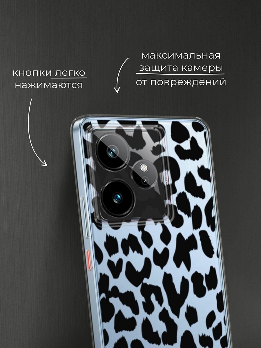 Чехол на Realme GT 7/GT 7T / Реалми GT 7/GT 7T с принтом "Леопардовый паттерн", прозрачный — фото 1