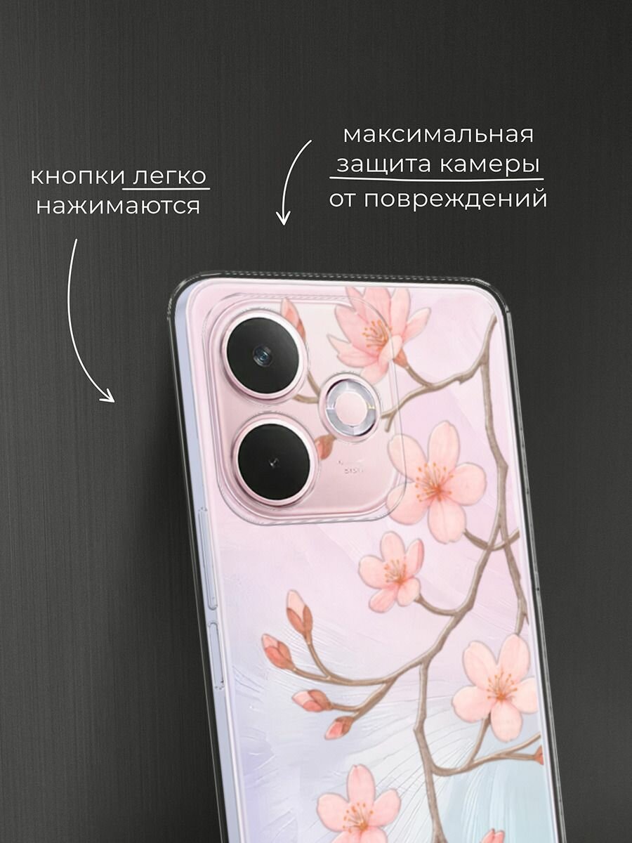 Чехол на Oppo A5 Pro / Оппо А5 Про с принтом "Веточка распускающейся сакуры 2" — фото 1