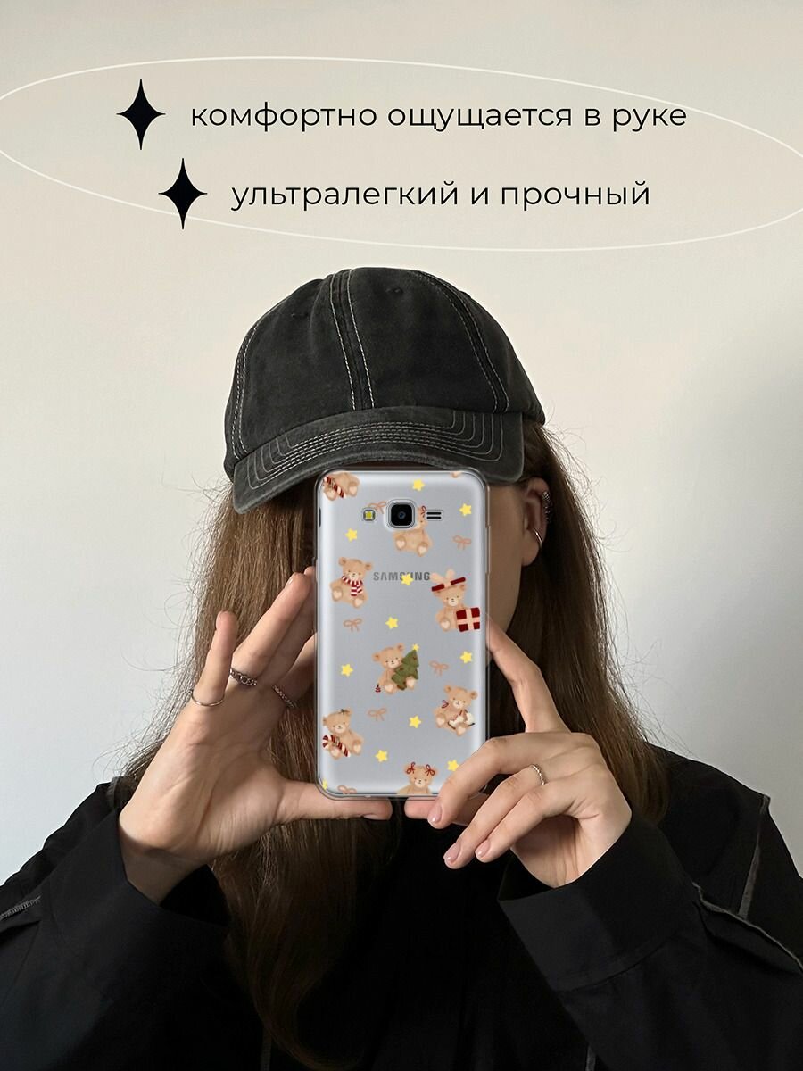 Чехол на Samsung Galaxy J7 Neo / Самсунг Галакси Джей 7 Нео с принтом "Игрушечный мишка", прозрачный — фото 1