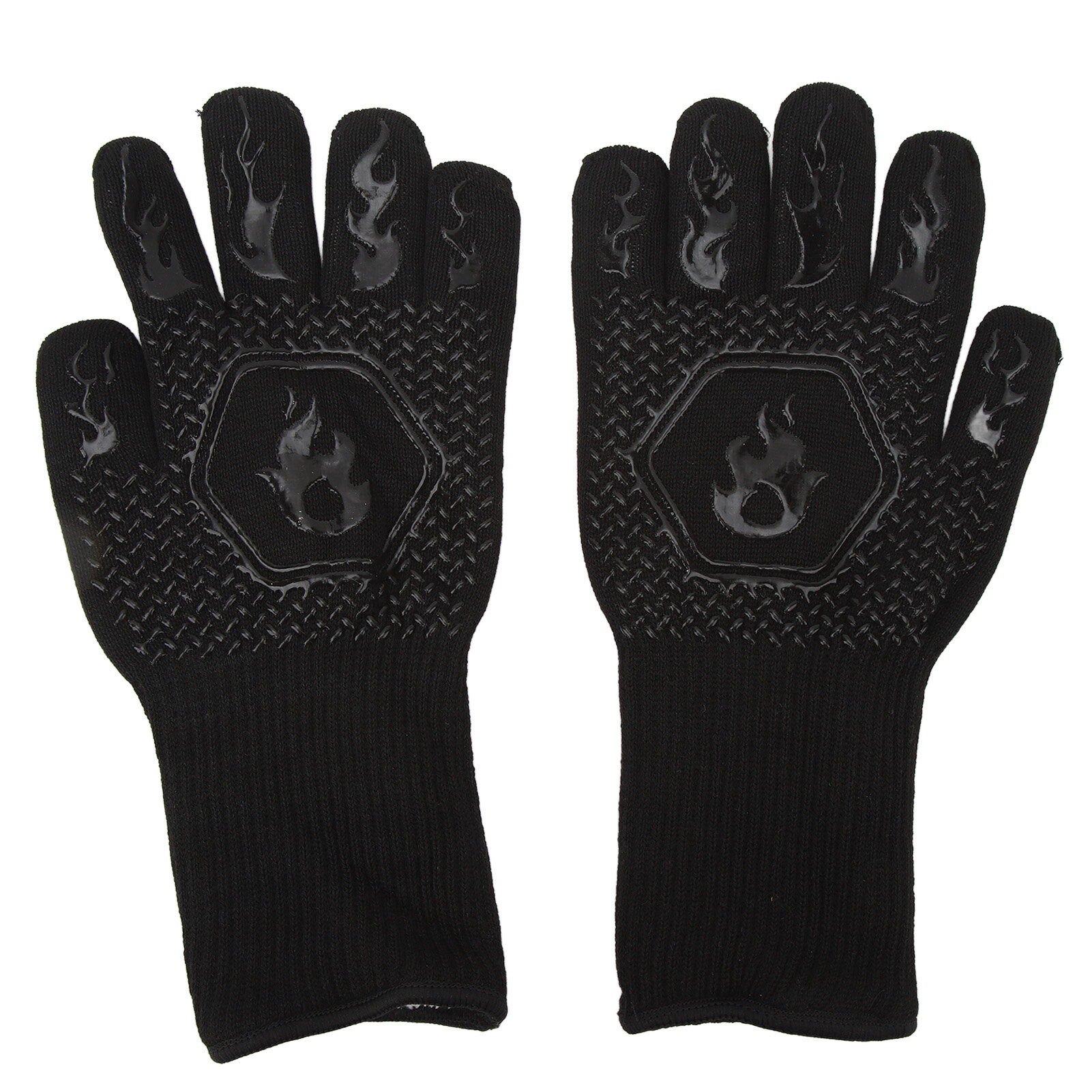 Барбек -перчатки Fireproof 800 ℃ Теплостойкий двойной силиконовый гриль -перчатки для печи для барбекю Приготовление черного цвета