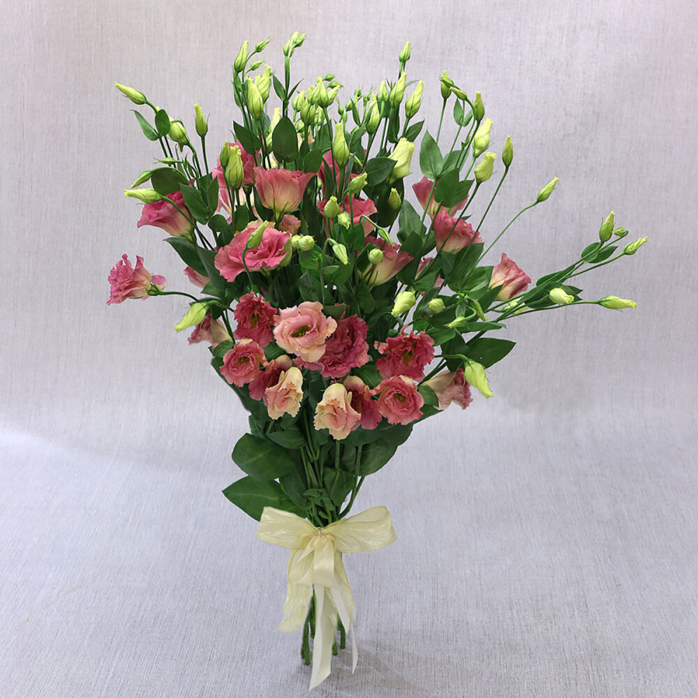 Букет живых цветов "Лизиантусы" 11 штук высота 45 см розовый