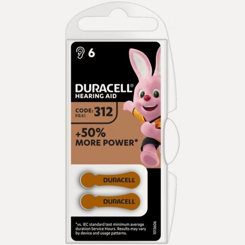 Изображение товара Элемент питания Duracell Hearing Aid 312 бл 6