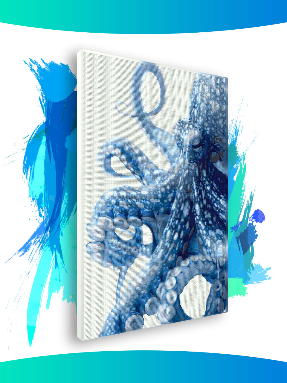 Алмазная мозаика на подрамнике - вышивка Синий осьминог 40 х 60 см