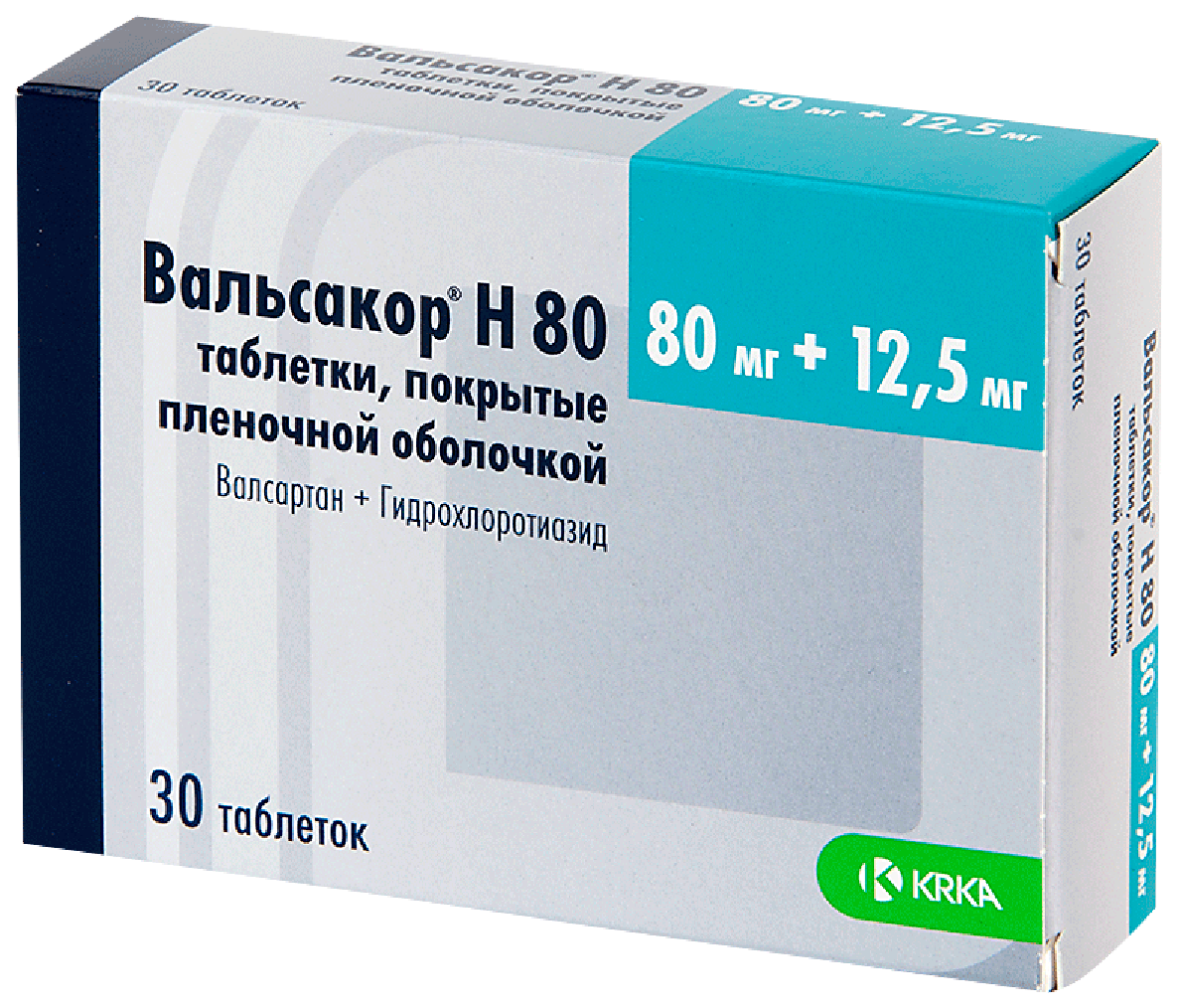 Вальсакор Н80 таб. п/о плен., 80 мг + 12.5 мг, 30 шт.