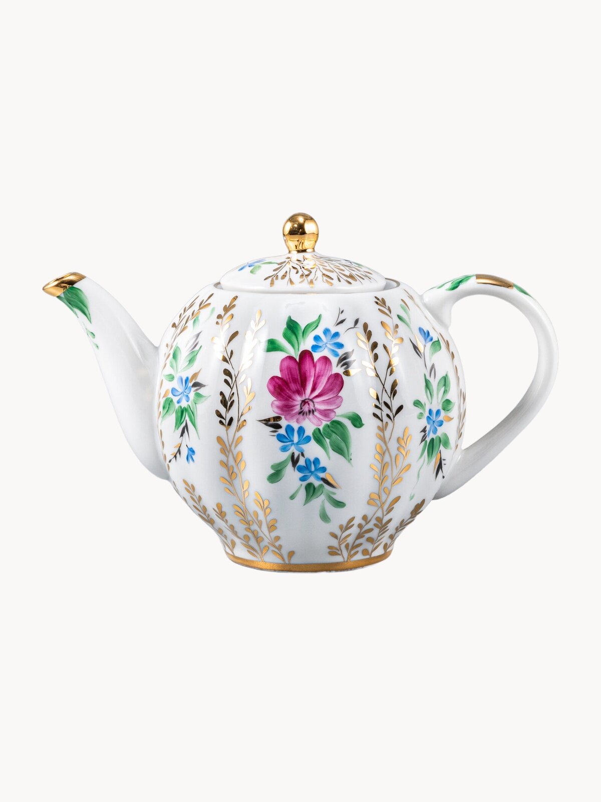 Чайник заварочный форма тюльпан, Золотые травки, Императорский фарфоровый завод