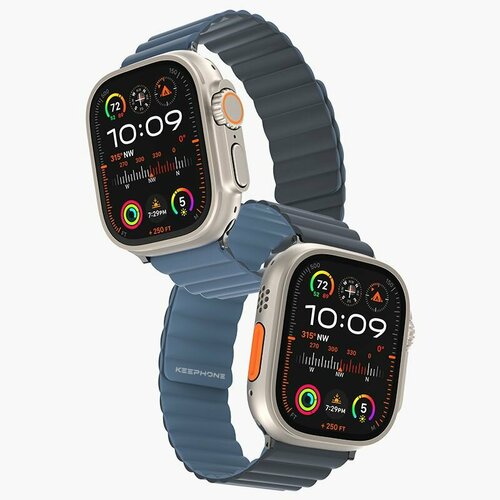 Ремешок для iWatch 49/45/44/42 mm Keephone iBands, Silicone Magnetic Snap/ Силиконовый ремешок для iWatch / Голубо-синий