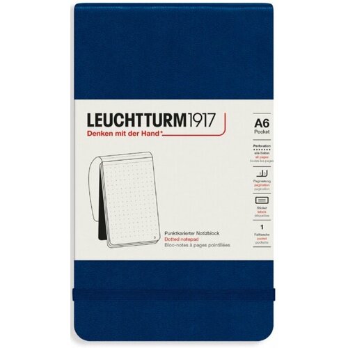 Leuchtturm 364416 Блокнот leuchtturm portrait pocket, a6, 80 г/м2, 184 стр, в точку, твердая обложка, синий неви