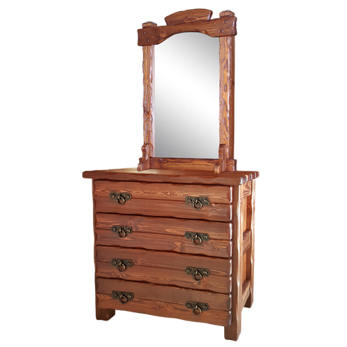 Комод деревянный с элементами ковки ммк-древ Барон 2 с зеркалом 4 ящика 9045Н87 старый орех 74850₽