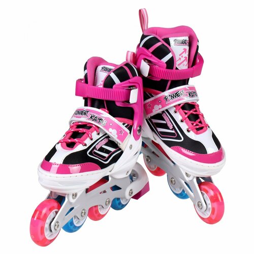 Роликовые коньки раздвижные 35-38размер Power SKATE Цвет розовые 3000₽
