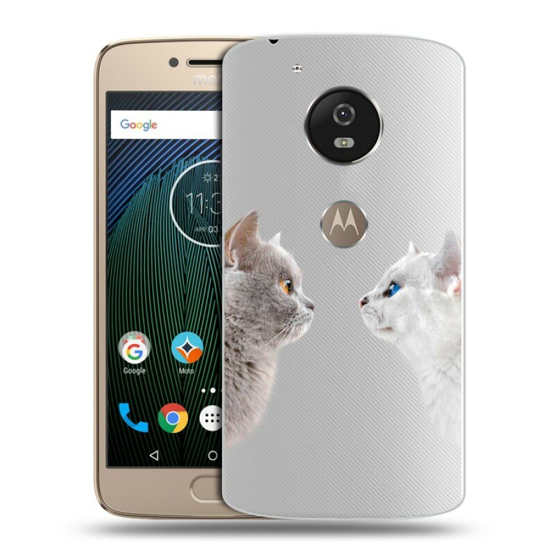 Полупрозрачный дизайнерский силиконовый чехол для Моторола Мото Ж5с / Motorola Moto G5s Кошки принт