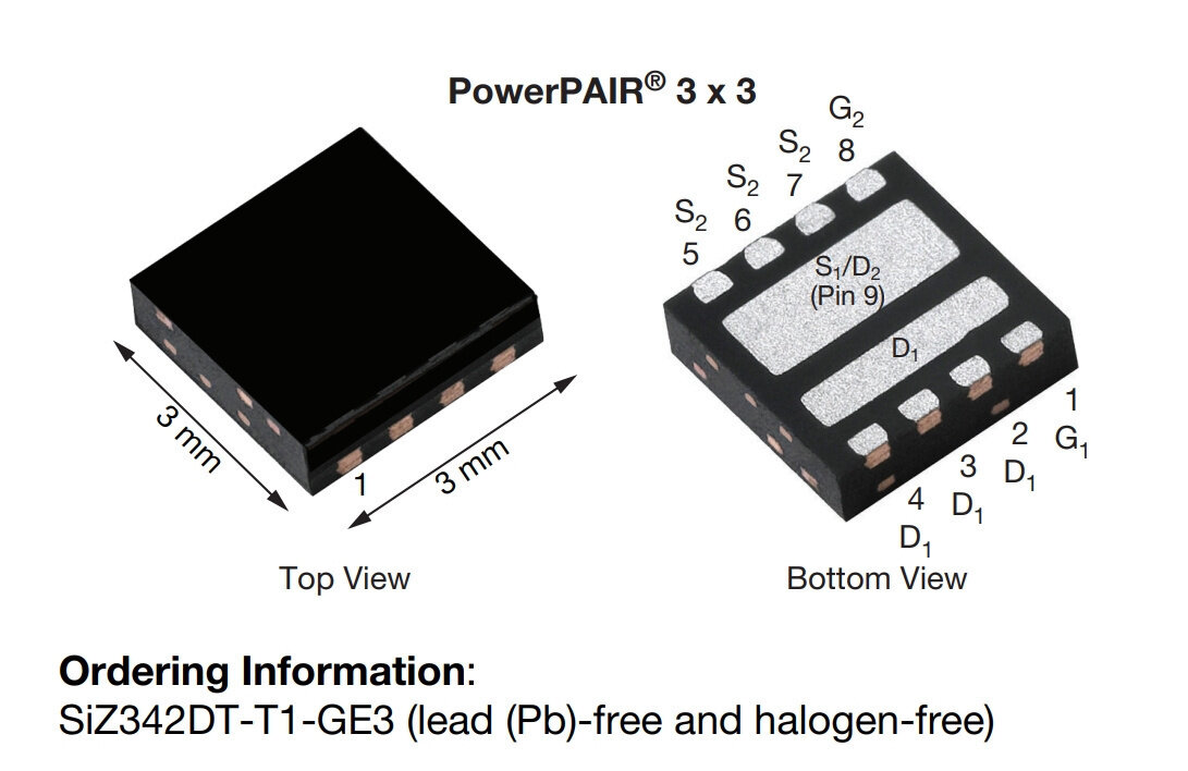 Микросхема SiZ342DT-T1-GE3 N-Channel MOSFET 30V 30A POWERPAIR3X3