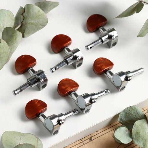 Комплект одиночной колковой механики Music Life серебристый с коричневым 33 1397₽