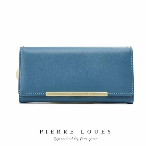 Кошелек Pierre Loues Женский кошелек из натуральной кожи, синий, фактура гладкая, синий